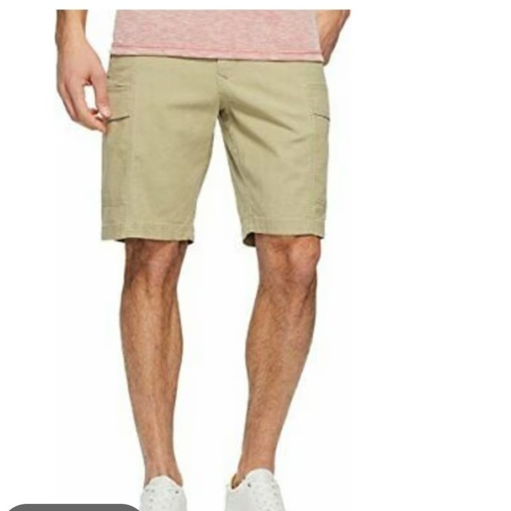Tommy Bahama Men 35 Khaki Tan Cargo Shorts Tencel Blend Stretch Marlin Logo